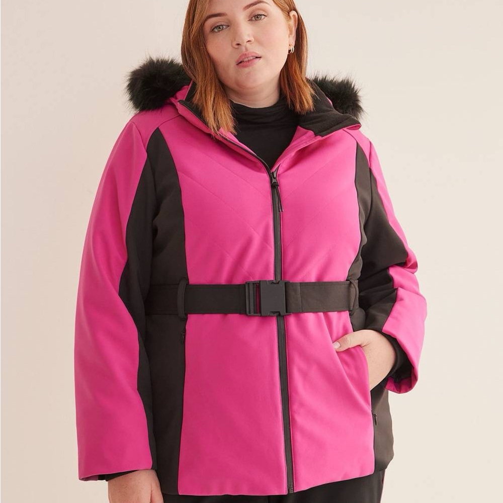 Penningtons Fuchsia and Black Ski Jacket with Belt